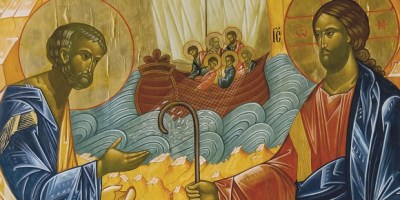 Св. апостол Петър и Христос - бурята в Тивериадско море. Илюстрация към статията на Владимир Басенков "Страхът е враг на вярата"